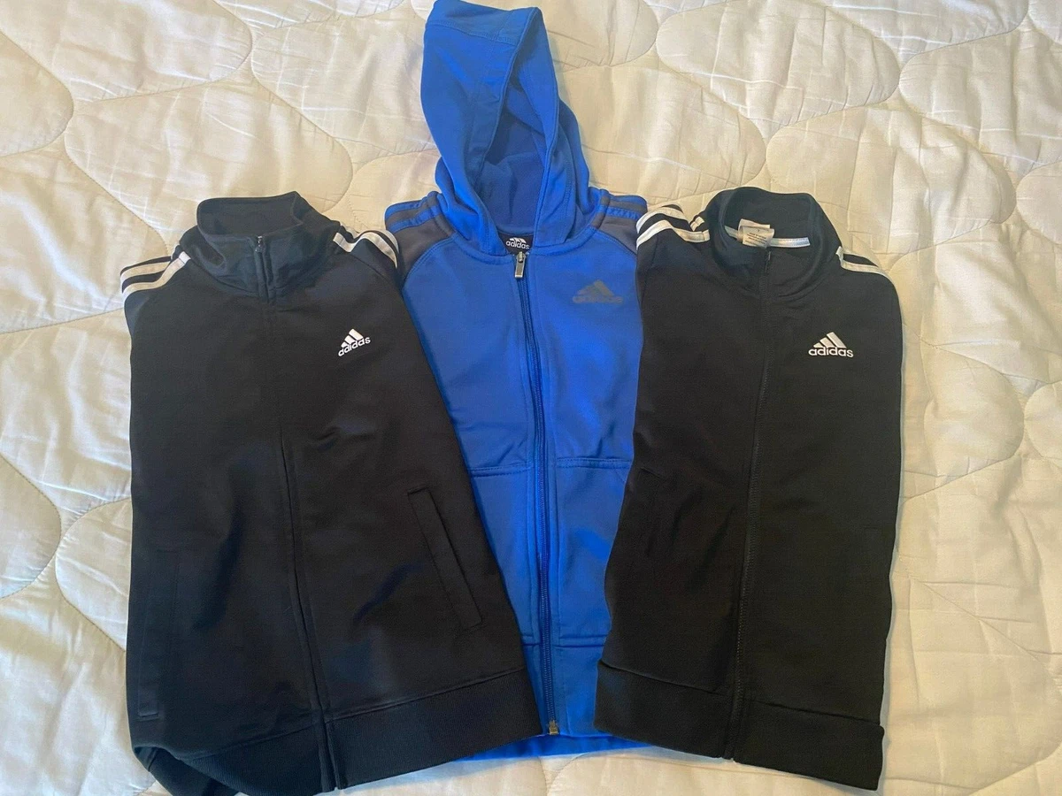 ADIDAS Royal Blue Zip up Jacket and 2 Black Jackets size Small 7 8