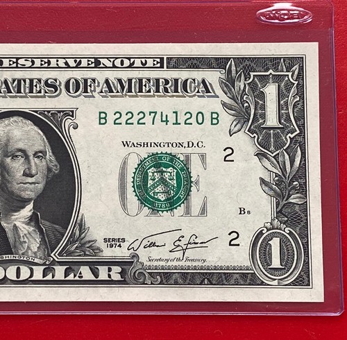 1974 $1 DOLLAR BILL ( NEW YORK B ) Block B-B UNCIRCULATED