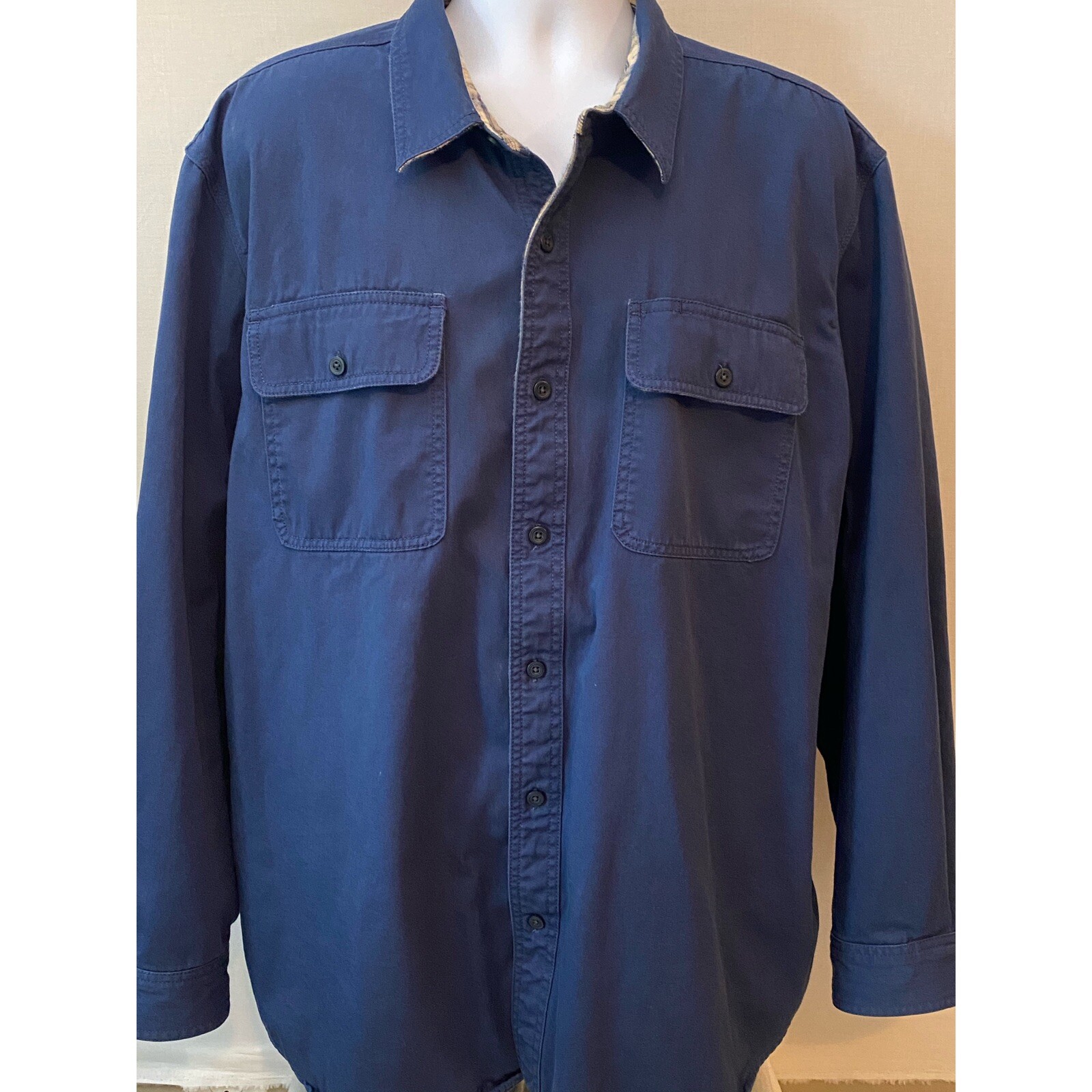 VTG LL Bean Shirt Jacket Shacket Blue 