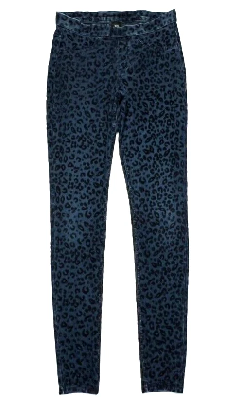 Leggings Tono Mujer (XS) 25"X28" Azul y Negro Estampado Animal Pull On Cintura Elástica Foto 3 de 4