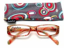 Calabria 733 Reading Glasses w/ Circle Retro Designs Matching Case in Grey 4.50