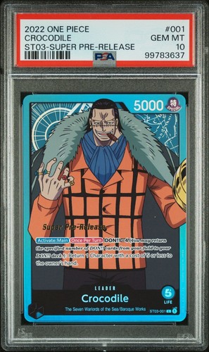 2022 ONE PIECE SUPER PRE RELEASE CROCODILE ST03-001 PSA 10 GEM MINT