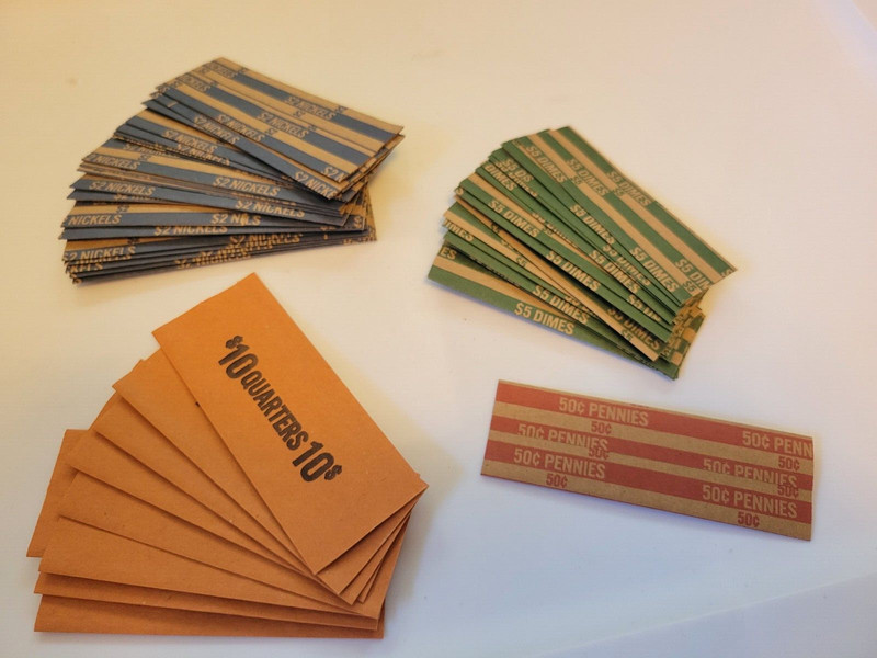 Vintage Flat Paper Coin Wrappers Unused Quarter Dime Nickel Penny
