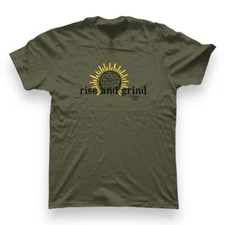 2XL 420 Weed RISE & GRIND DARK GREEN Ganja Stoner Hemp Funny Unisex T Shirt