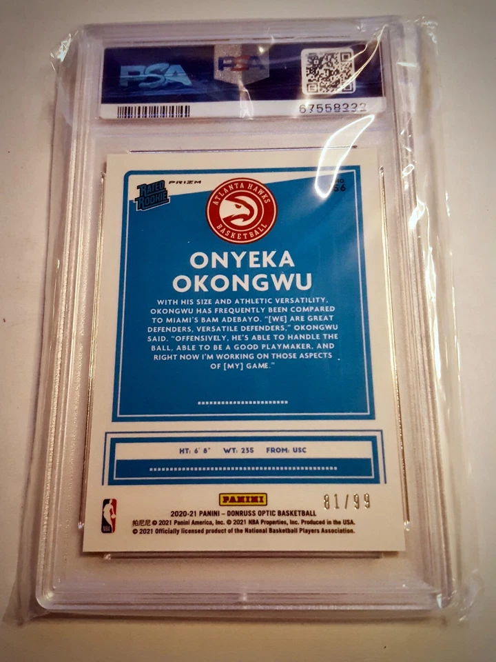 2020-21 Donruss Optic ONYEKA OKONGWU #158 Rookie Prizm /99 PSA 9 - Image 2 of 2