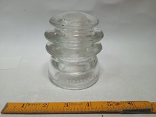 Vintage Hemingray #56 Made in USA 9-57 Clear Glass Insulator. No chips. Os48
