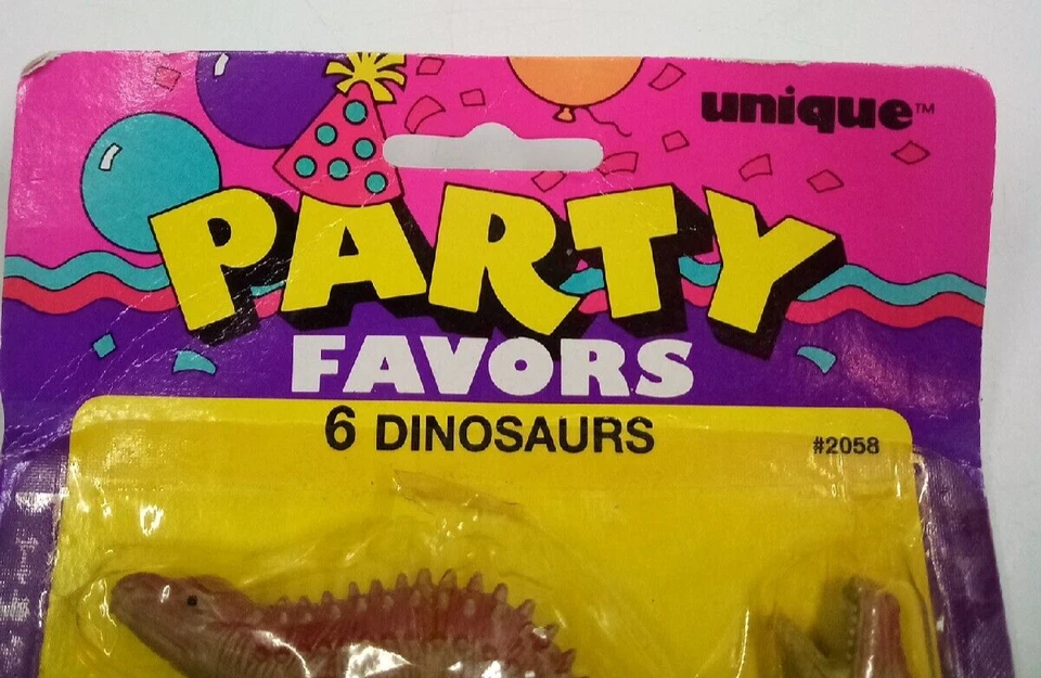 ВИНТАЖНЫЙ 1994 уникальный вечеринки Favors 6 динозавров новый в упаковке - Изображение 4 из 4