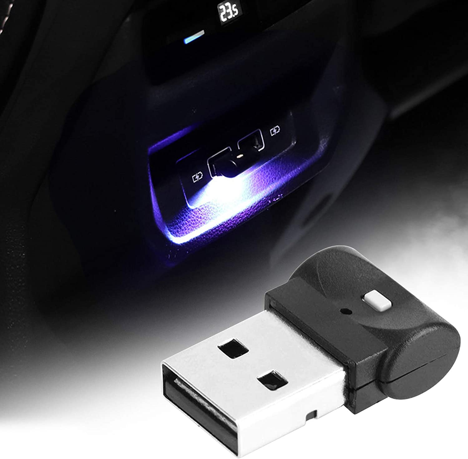 USB Car Ambient Lighting Mini 7 Colors Button Control LED Modeling Inte