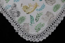 Receiving Blanket Hand Crochet Edge New Baby Shower Girl Boy JUNGLE MOM & BABIES