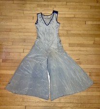 Vintage 1930s Silk Beach Pajamas Pale Blue Royal Blue Trim AS IS