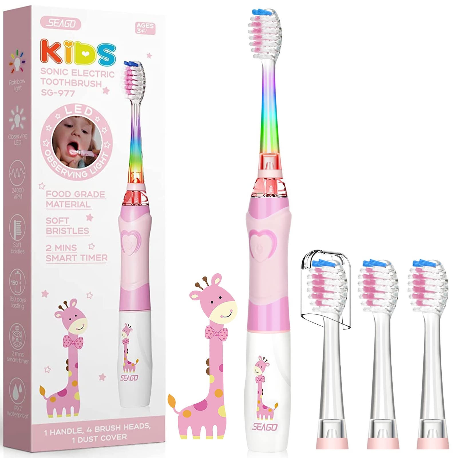 Seago Spazzolino Elettrico Bambini dai 3-12 Anni con Timer di (D1W)