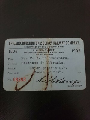 Vintage Rare 1906 Chicago Burlington & Quincy Railroad Railway