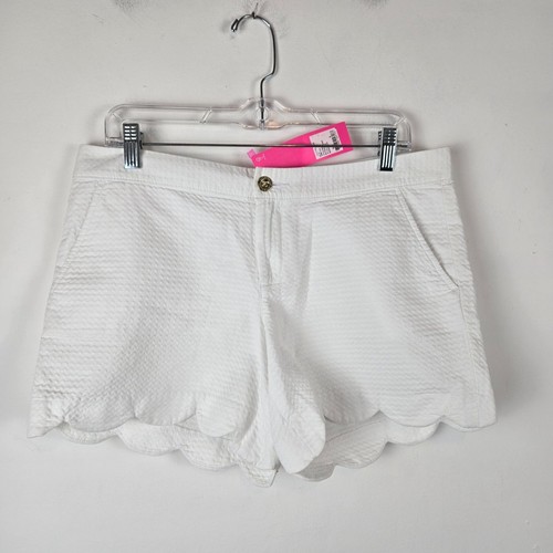 Lilly Pulitzer Buttercup Shorts White Scalloped Size 8 ResortWear Preppy Coastal