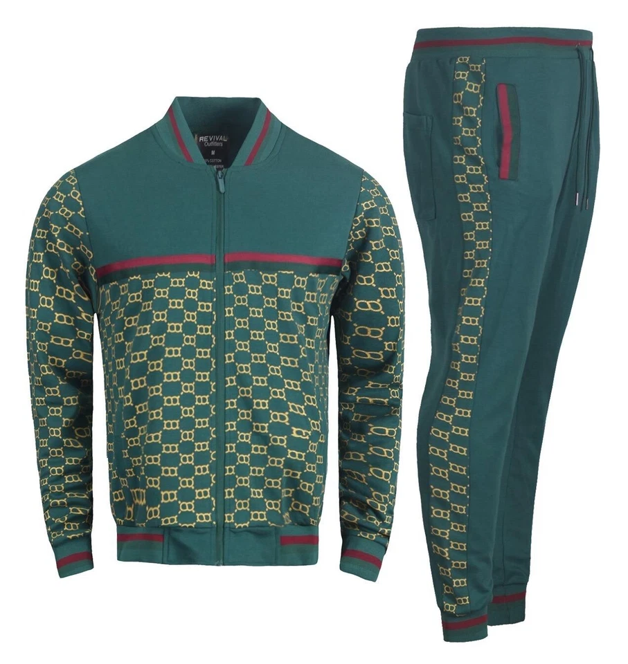 Мужской дизайнерский напечатанный Tech флис полный матч бега костюм верх и низ комплект - Изображение 3 из 4