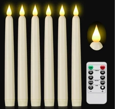 6PCS Flameless Taper Candles Light Flickering Battery Operated with Remote Timer