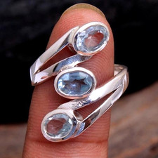 Aquamarine Gemstone Silver Ring 925 Sterling Silver Ring Statement Ring