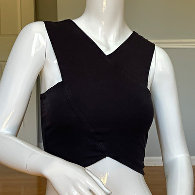 NLY Trend Women s Black Asymmetrical Cross Front Crop Top Sleeveless Size S