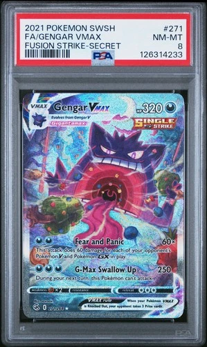 2021 POKEMON SWORD & SHIELD FUSION STRIKE SECRET #271 FULL ART/GENGAR VMAX PSA 8