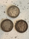 1892 1899 & 1908 P Barber Half Dollars Not Graded - Fine to G on the Lot Of 3