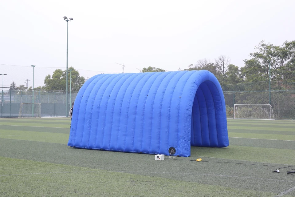 Tienda inflable al aire libre túnel deportivo entrada túnel tienda inflable para evento azul Foto 4 de 4