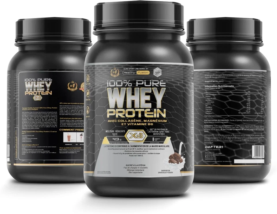 Poudre Protéine Whey Healthy Fusion 1kg Musculation Fitness créatine gainer bcaa - Photo 1/4