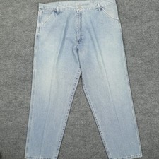 Wrangler Jeans Mens 42x32 Light Wash Carpenter Hammer Loop Workwear 94LSWWD