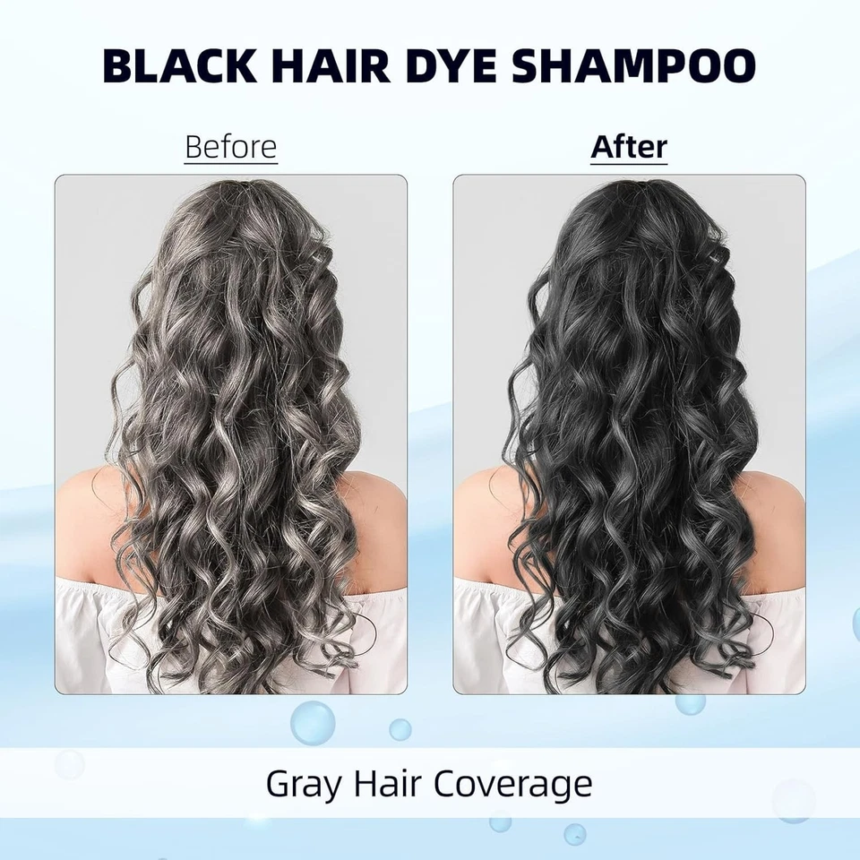 Champú tinte para cabello negro 3 en 1 para cobertura gris instantánea - Fórmula sin parabenos Foto 4 de 4