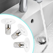 3X Universal Bathroom Sink Stopper Drain Strainer Pop Up Drain Stopper Stainle
