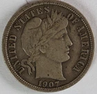 VF 1907 Barber Dime