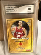 2009 Rookie Phenom’s, Stephen Curry Rookie Gold Card Gem Mint Graded 10. rookie card picture