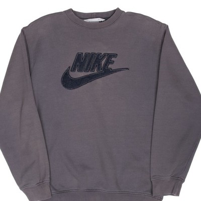 VINTAGE NIKE SPELLOUT SWOOSH DARK GREY SWEATSHIRT 2000S MEDIUM
