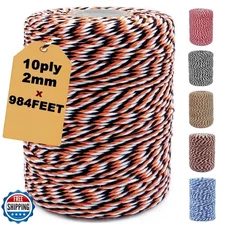 Orange Black White Twine,984ft Cotton String for Gift Wrapping DI