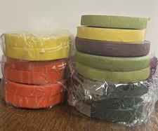 Stem Wrap LOT Floratape Craft-Tex Floral Stem-Tape GREEN YELLOW ORANGE 14 Rolls