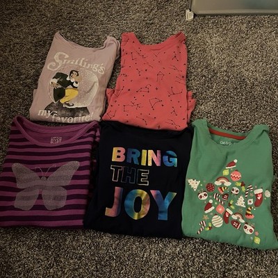 Cat & Jack Girl's Size M 7/8 Long Sleeve T-Shirt Lot of 5 Christmas Stars Elf