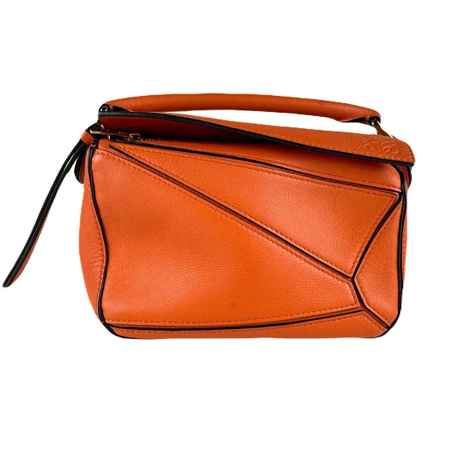 Loewe — Auth LOEWE Puzzle Mini Shoulder Bag Handbag Orange Leather - z8392