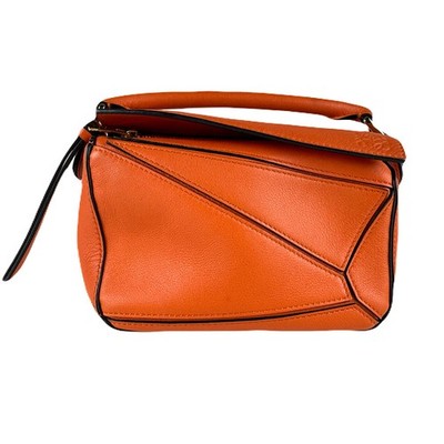 Auth LOEWE Puzzle Mini Shoulder Bag Handbag Orange Leather - z8392
