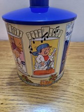 Vintage  1993 Tetley Tea /tea Folk House Round Biscuit Barrel Tin