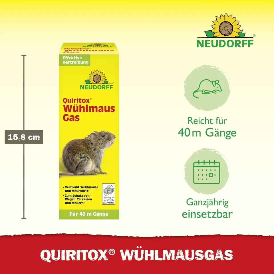 3 x Neudorff Quiritox Wühlmausgas 2 Kartuschen Maulwurf Fernhaltemittel Abwehr - Bild 3 von 4