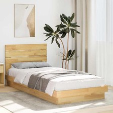 Bed Frame with Headboard Solid Wood Oak Single Double Frame Bedroom Furniture