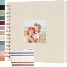 Scrapbook Photo Album 8x8 Inch 40 Page Kraft Paper Linen Cover Memory