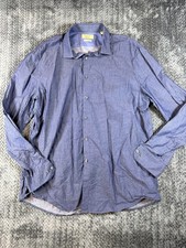 Original Penguin by Munsingwear Heritage Dress Shirt Mens 17.5 Blue Micro Dobby