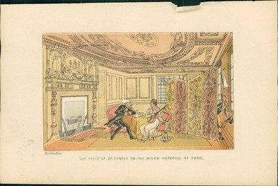Lithographie :The Visit of Dr. Syntax to the Widow Hopefull at York. (Illustrati