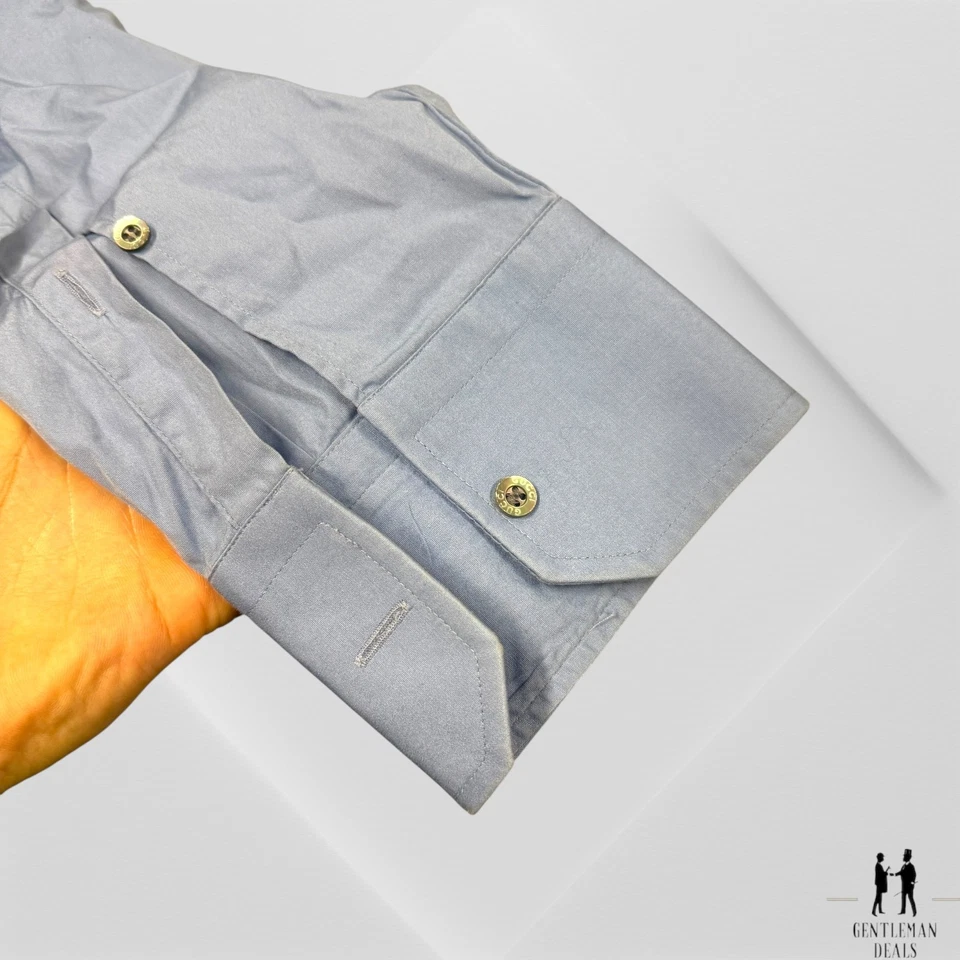 Gucci Button Down Blue Long Sleeve Shirt Button Logo Size 41 16 23x33 - Image 2 of 4