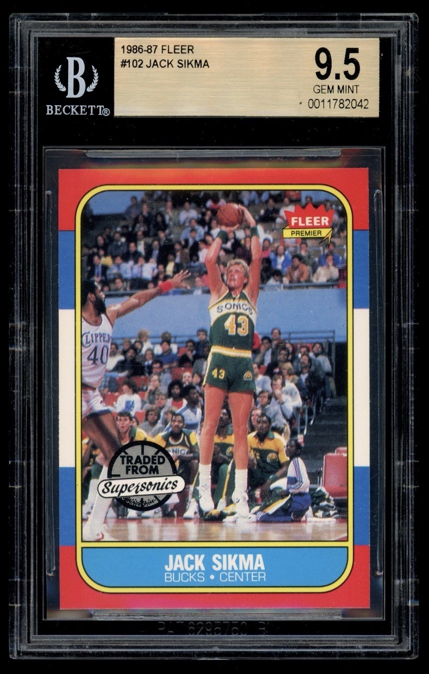 1986 Fleer #102 Jack Sikma Seattle SuperSonics BGS 9.5 HOF