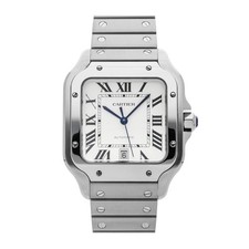 Cartier Santos Large Model Steel Auto 39mm Silver Dial Bracelet Watch WSSA0018