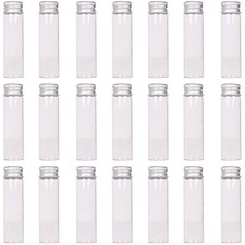 MaxMau 24 Glass Small Bottles 20ml Mini Jars with Screwed Metal Lids - Clear