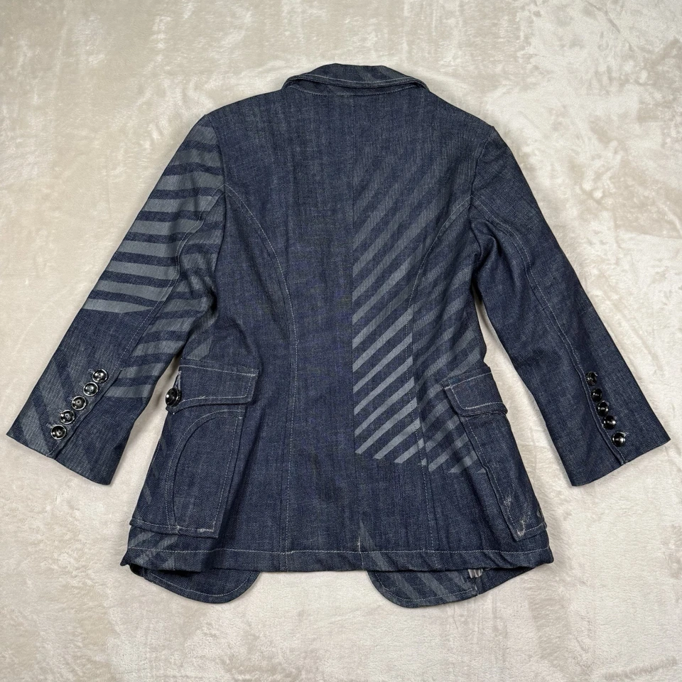 Blazer Chaqueta Denim Custo Barcelona De Colección Talla 40 EE. UU. 8 Art To Wear Y2K Azul Foto 4 de 4