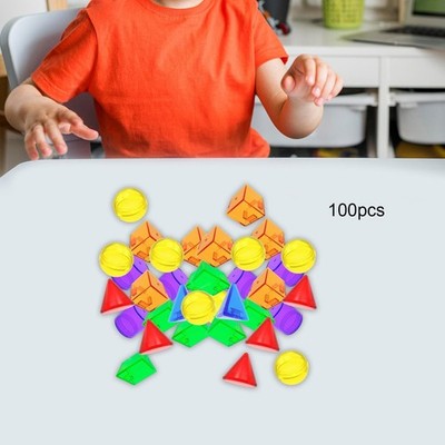 100x Geometrische Feststoffe Vorschule Lernmaterialien für Kinder ab 4+ Zuhause