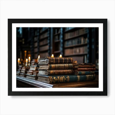 Rows Of Books In An Old Library 1 A Framed Wall Art Poster Canvas Print ...