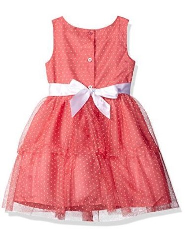 Lilt Mädchen Allover Printed Dot Mesh Stufenkleid - Koralle - Größe 6 - Neu - Bild 2 von 2